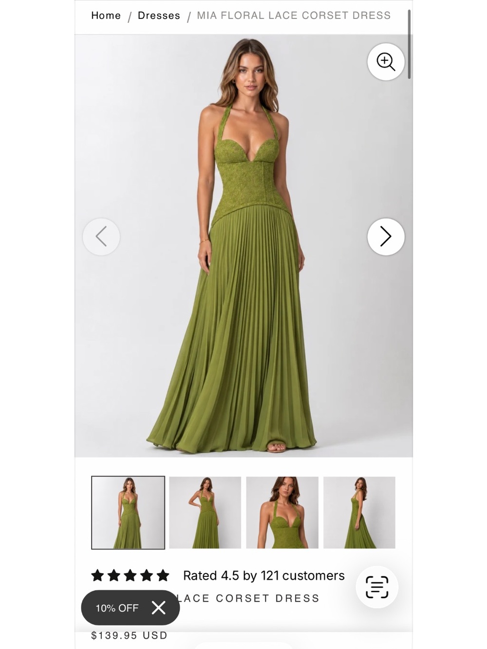 Green Lace Corset Maxi Dress
